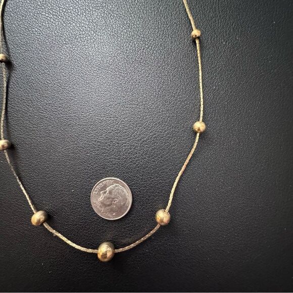 Gold Plated Necklace with Gold Bead Detail Clasp - Picture 4 of 6